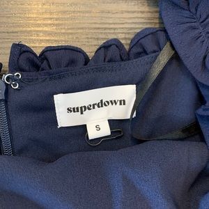 Upper down navy dress